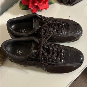 Asgi Brown Leather Shoes Size 8 1/2